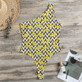 Zigzag Banana Pattern Print One Shoulder Bodysuit