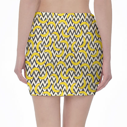 Zigzag Banana Pattern Print Pencil Mini Skirt