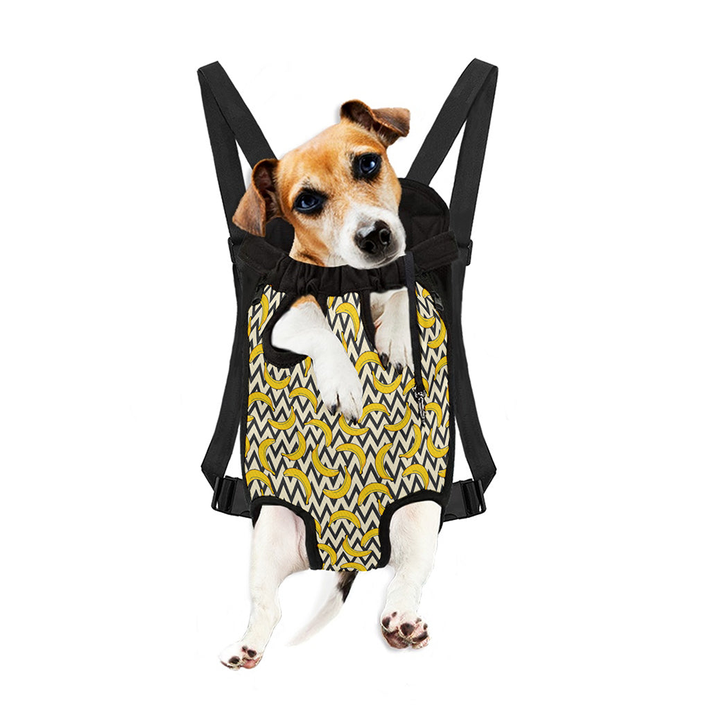 Zigzag Banana Pattern Print Pet Carrier Backpack