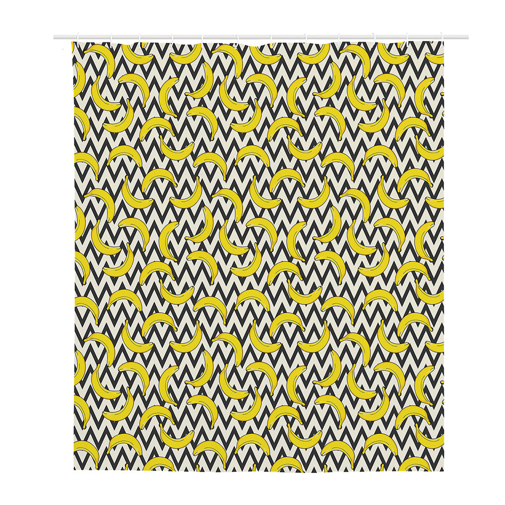 Zigzag Banana Pattern Print Polyester Shower Curtain