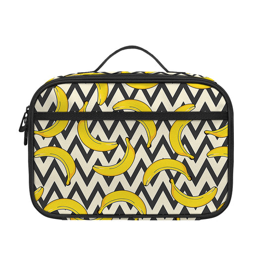 Zigzag Banana Pattern Print Portable Lunch Bag
