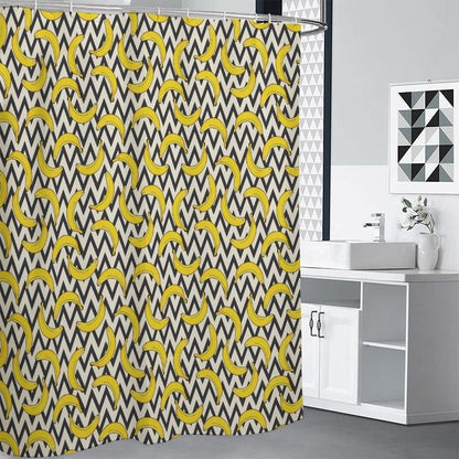 Zigzag Banana Pattern Print Premium Shower Curtain