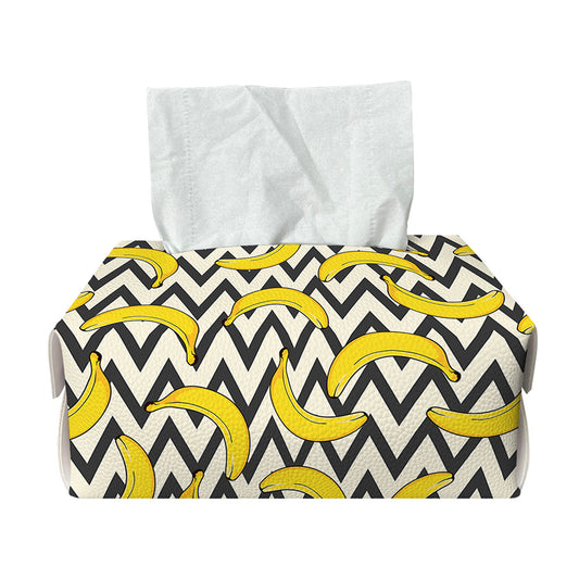 Zigzag Banana Pattern Print Rectangle Tissue Box Cover