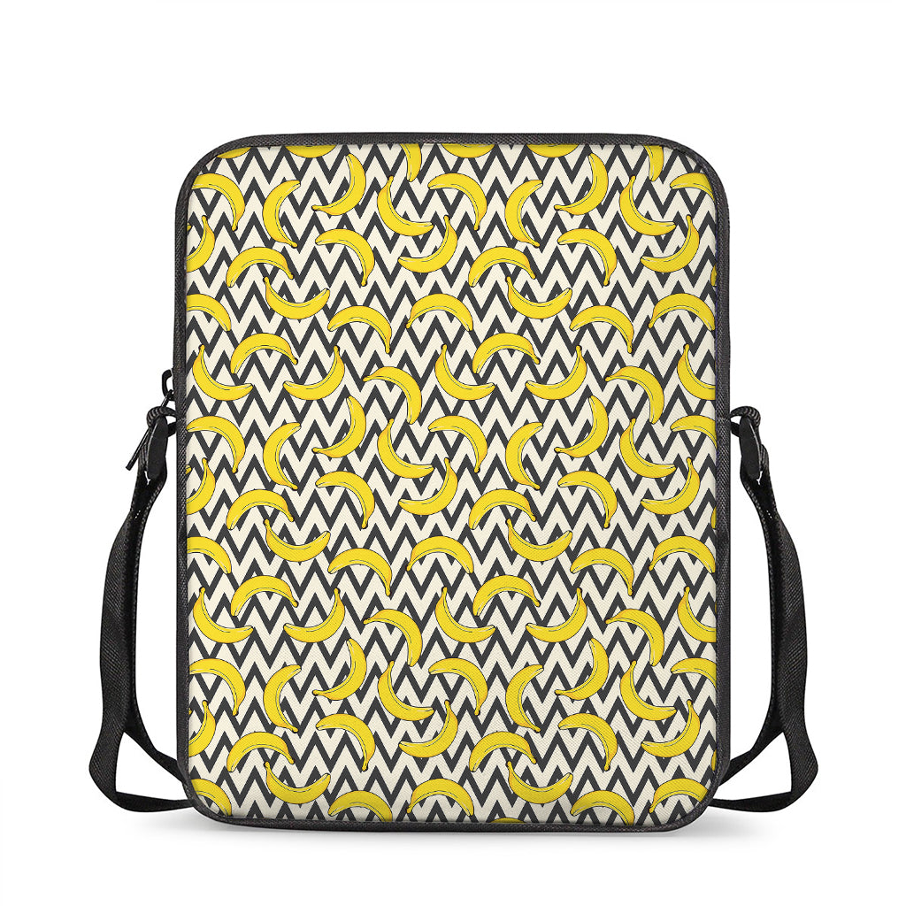 Zigzag Banana Pattern Print Rectangular Crossbody Bag