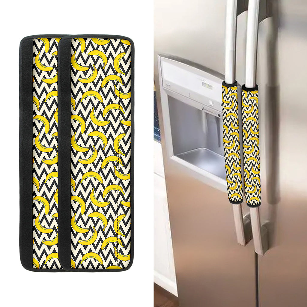 Zigzag Banana Pattern Print Refrigerator Handle Covers