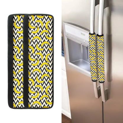 Zigzag Banana Pattern Print Refrigerator Handle Covers