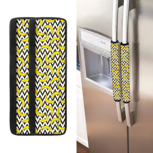 Zigzag Banana Pattern Print Refrigerator Handle Covers