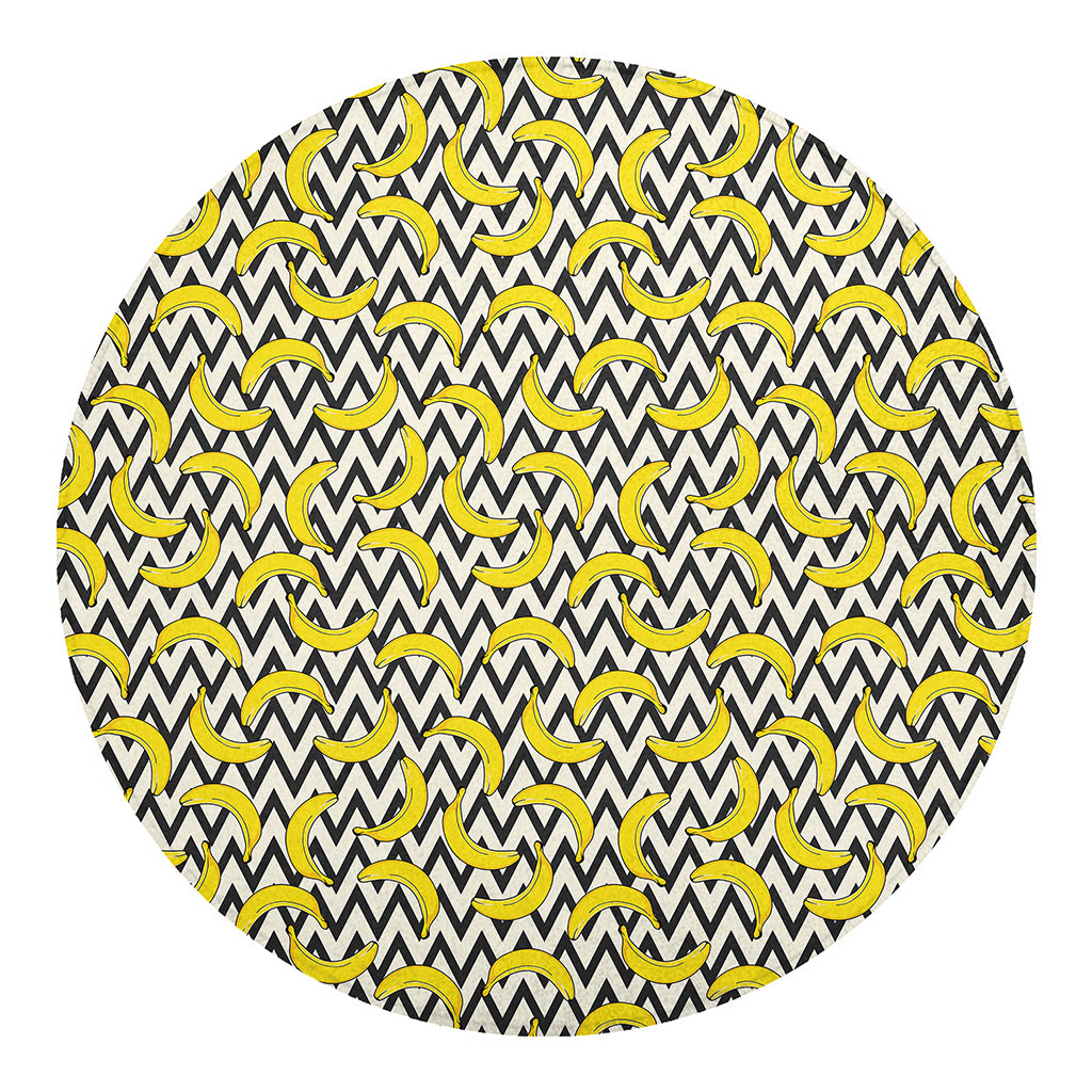 Zigzag Banana Pattern Print Round Blanket