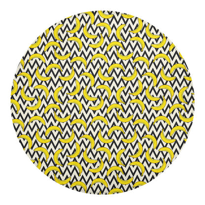 Zigzag Banana Pattern Print Round Blanket