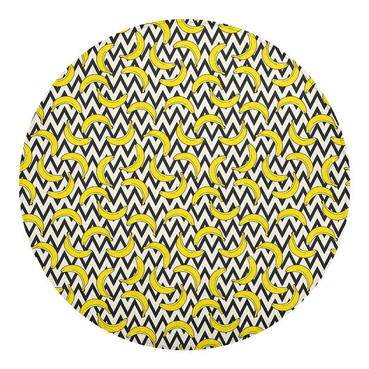 Zigzag Banana Pattern Print Round Blanket
