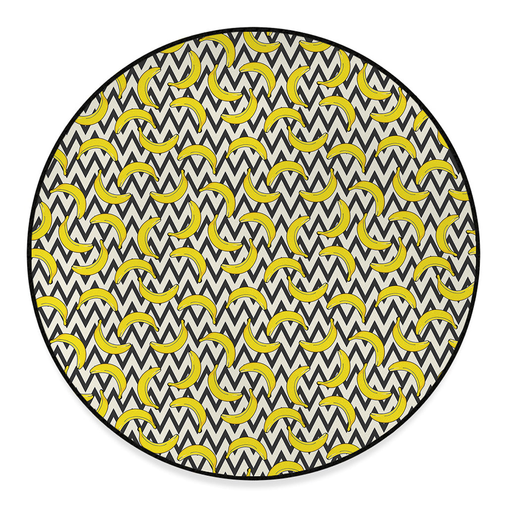 Zigzag Banana Pattern Print Round Floor Mat
