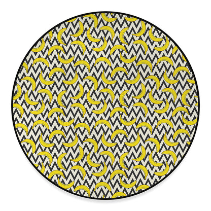 Zigzag Banana Pattern Print Round Floor Mat