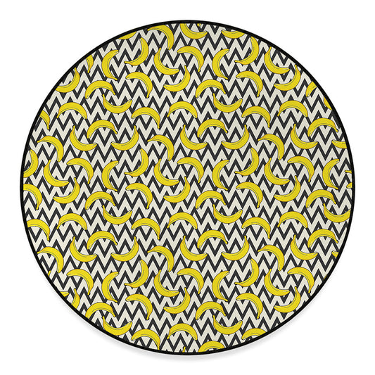 Zigzag Banana Pattern Print Round Floor Mat