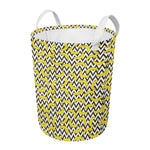 Zigzag Banana Pattern Print Round Laundry Basket