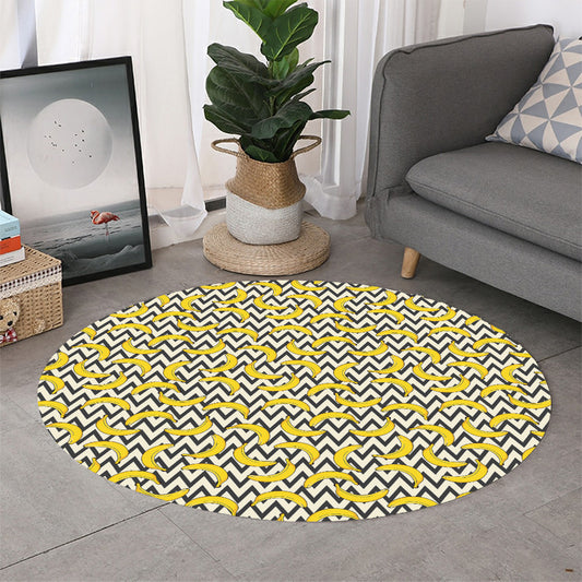 Zigzag Banana Pattern Print Round Rug