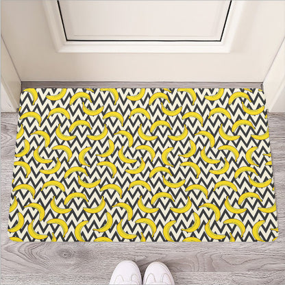 Zigzag Banana Pattern Print Rubber Doormat