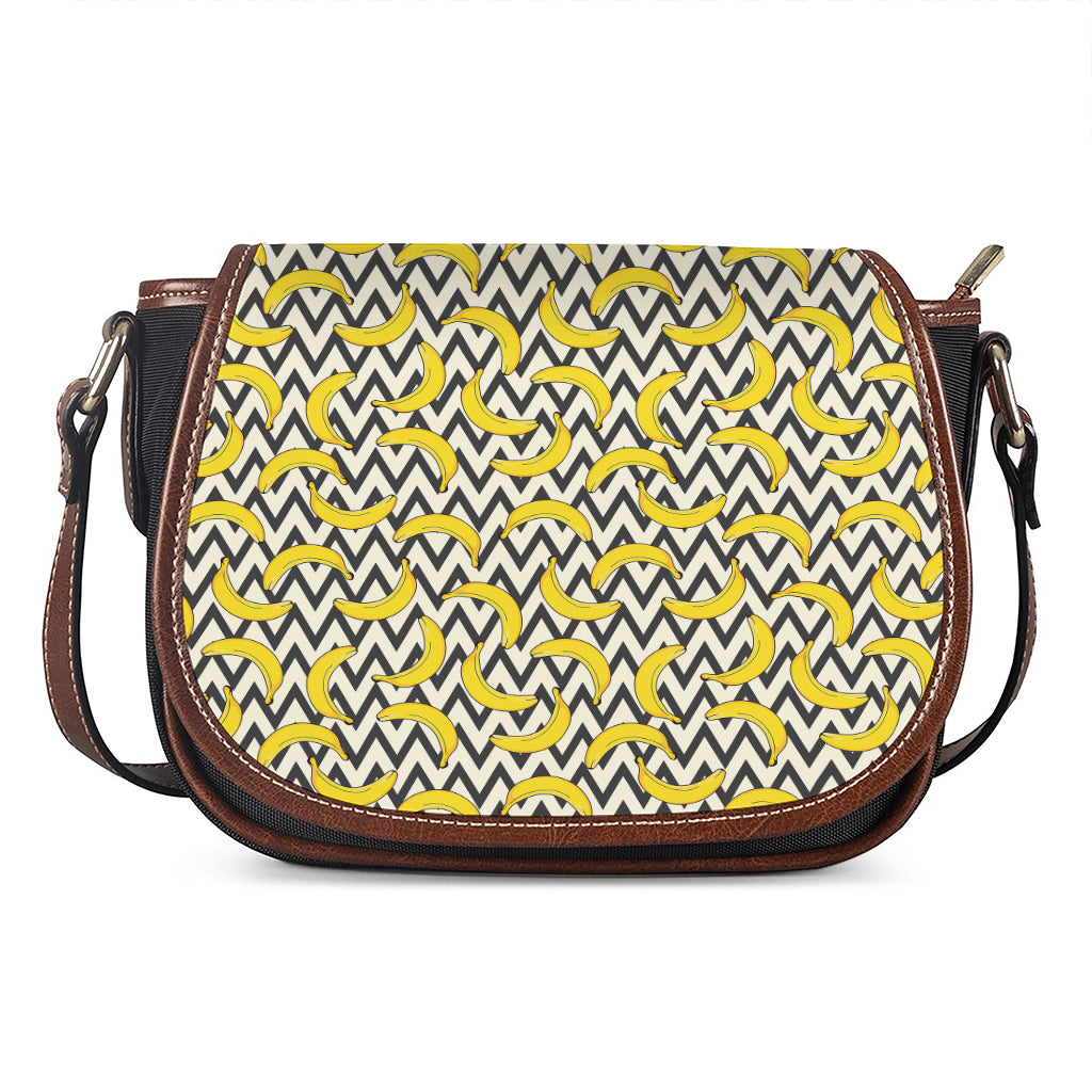 Zigzag Banana Pattern Print Saddle Bag