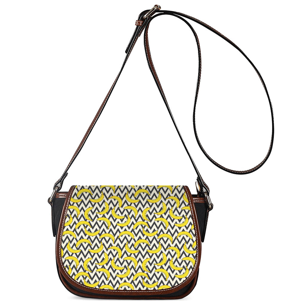 Zigzag Banana Pattern Print Saddle Bag