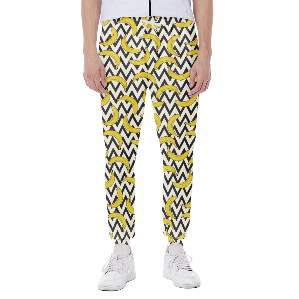 Zigzag Banana Pattern Print Scuba Joggers