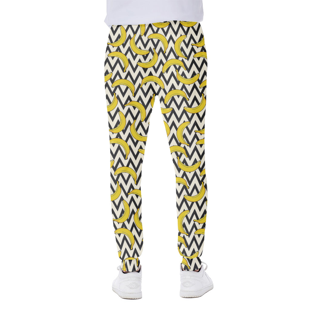 Zigzag Banana Pattern Print Scuba Joggers