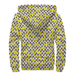 Zigzag Banana Pattern Print Sherpa Lined Zip Up Hoodie