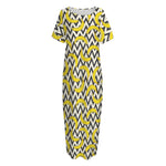 Zigzag Banana Pattern Print Short Sleeve Long Nightdress