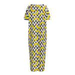 Zigzag Banana Pattern Print Short Sleeve Long Nightdress