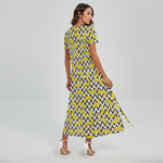 Zigzag Banana Pattern Print Short Sleeve Maxi Dress