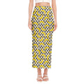 Zigzag Banana Pattern Print Side Slit Maxi Skirt