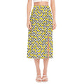 Zigzag Banana Pattern Print Side Slit Midi Skirt