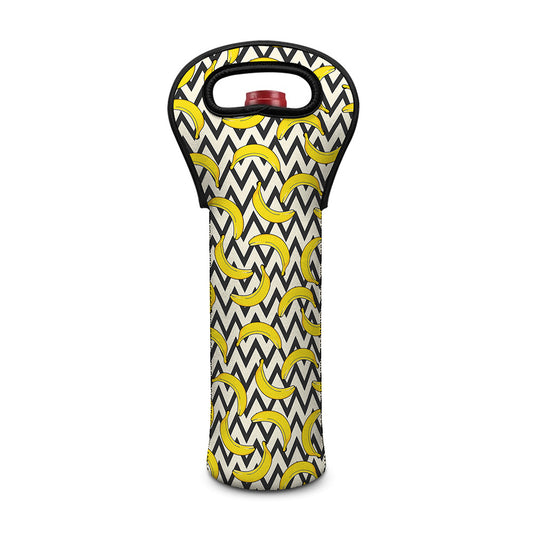 Zigzag Banana Pattern Print Single Neoprene Wine Tote
