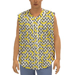 Zigzag Banana Pattern Print Sleeveless Baseball Jersey