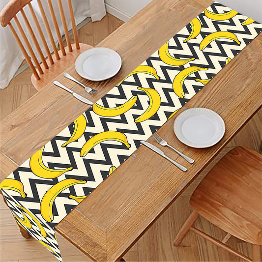 Zigzag Banana Pattern Print Table Runner