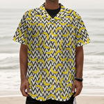 Zigzag Banana Pattern Print Textured Short Sleeve Shirt
