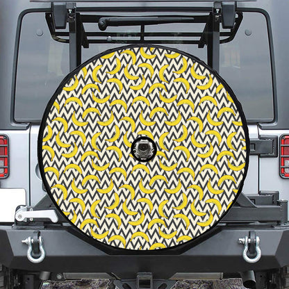 Zigzag Banana Pattern Print Tire Cover With Camera Hole