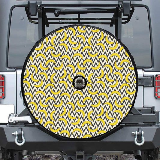 Zigzag Banana Pattern Print Tire Cover With Camera Hole
