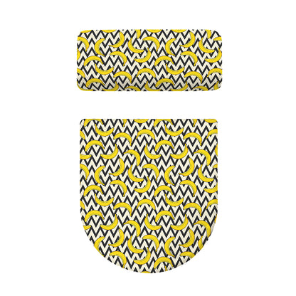Zigzag Banana Pattern Print Toilet Lid And Tank Cover Set