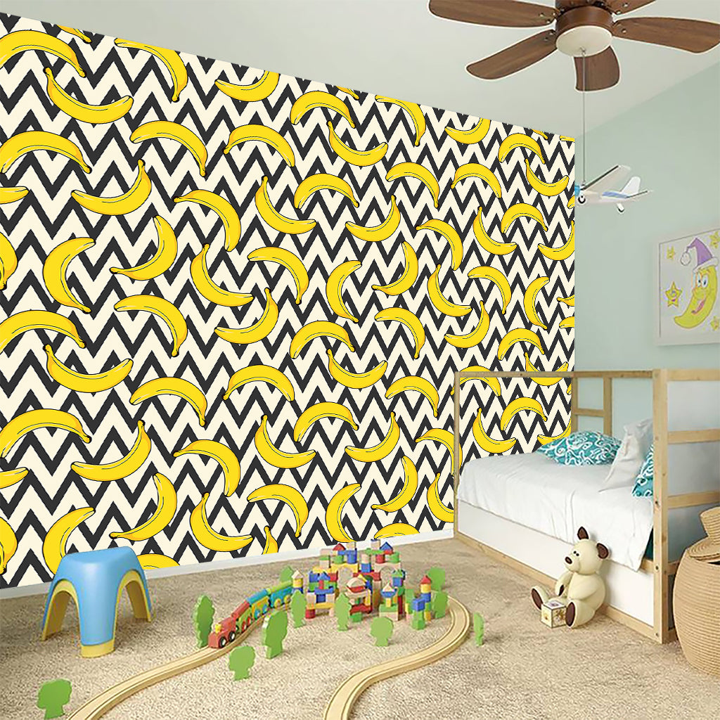 Zigzag Banana Pattern Print Wall Sticker