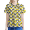 Zigzag Banana Pattern Print Women's Polo Shirt