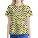 Zigzag Banana Pattern Print Women's Polo Shirt