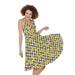 Zigzag Banana Pattern Print Women's Sleeveless Dress