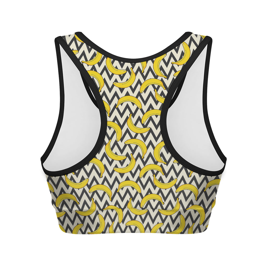 Zigzag Banana Pattern Print Women's Sports Bra
