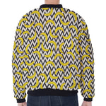 Zigzag Banana Pattern Print Zip Sleeve Bomber Jacket