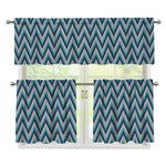 Zigzag Knitted Pattern Print 3 Piece Kitchen Curtains