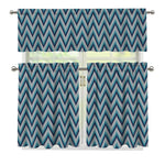 Zigzag Knitted Pattern Print 3 Piece Kitchen Curtains