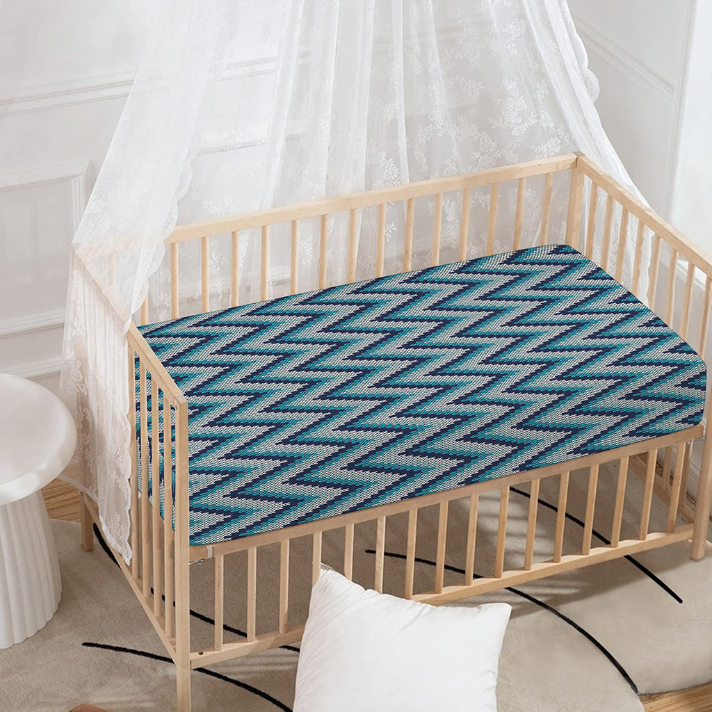 Zigzag Knitted Pattern Print Baby Crib Sheet