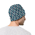 Zigzag Knitted Pattern Print Beanie