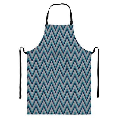 Zigzag Knitted Pattern Print Bib Apron With Pocket