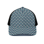 Zigzag Knitted Pattern Print Black Mesh Trucker Cap