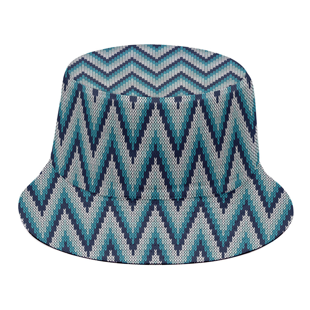 Zigzag Knitted Pattern Print Bucket Hat